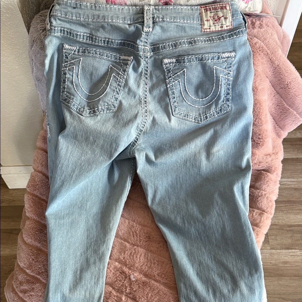True Religion Women's Light Blue Straight Leg Jeans